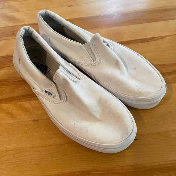 Vans Shoes - White slip on vans mens size 9 Womens 10.5